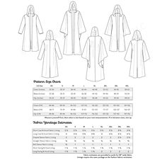 Create a Hooded Duster Coat or Cloak for Renaissance Faire Outfits, Monk Robes, Wizard Robes, Biblical or Holiday Performance Costumes, Role-Playing Game Characters, Anime Cosplay, Elven Princess Cloaks, or for your LARP character. Forget having to adapt a bathrobe pattern for your next project! From Medieval Damsels to Sci-Fi Rouges, this sewing pattern has countless uses, adding continual value to your pattern stash. Pattern includes PDF files for 8 sizes for a pack of modular hooded duster coat blocks. Choose from- 2 Lengths: Calf Length or Floor Length 2 Hoods: Standard Hood, Gathered Oversized Hood 3 Sleeves: Straight Sleeve, Bell Sleeve, Drape Sleeve You can also choose to fully line the coat to create a finished garment or simply add facing pieces for a quick party or Halloween cost Monk Robes, Bathrobe Pattern, Fullmetal Alchemist Cosplay, Biblical Costumes, Wizard Robes, Elven Princess, Mens Sewing Patterns, Drape Sleeves, Sewing Patterns For Kids