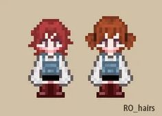 an image of two pixelons with different hair styles and colors, one is red the other is brown