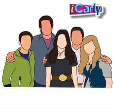 a group of people standing next to each other with the words icarly above them