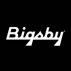 the bigsby logo is shown on a black background with white letters that read,'bigsby '