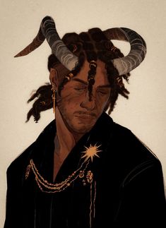 a painting of a man with horns on his head