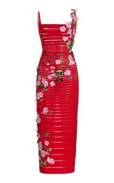 Embroidered Midi Dress, Red Midi Dress, Moda Vintage, Looks Chic, Fashion Colours, Looks Vintage, Bandage Dress, Fashion Clothes, Moda Operandi