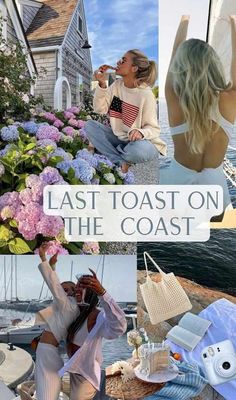 a collage of photos with the words last toast on the coast