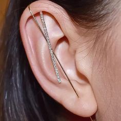 a close up of a person's ear with a pair of piercings on it