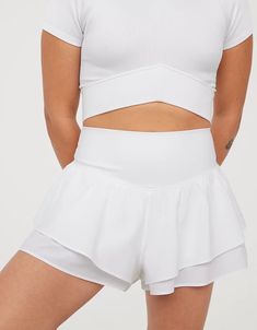 OFFLINE By Aerie Real Me Flirty Short Flowy Athletic Shorts, Aerie Shorts, Boot Cut Leggings, Aerie Real, Offline By Aerie, High Intensity Workout, Flowy Shorts, Athletic Outfits, Stretch Shorts