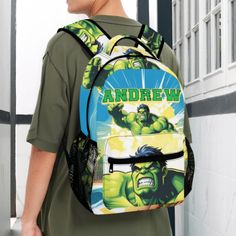 ** Contact us to ADD Any Superhero** 🛍️ Add a touch of superhero flair to your school day with this custom name superhero school bag! Perfect for keeping all your essentials organized while showcasing your unique style. Order now and unleash your inner hero! ❤️ ★HOW TO ORDER YOUR SUPERHERO SCHOOL BAG★ 1- Name on Bag: 2- Font Number: 3- Superhero selection: We do the rest!  We Provide your preview. ️ Custom Name Superhero School Bag 🎒 Description: Material: Nylon Style: Casual Backpack Printing: All Over Printing Production Time: 3-5 days 🌟 Features: Made from durable nylon fabric, lightweight, and with a large capacity (21.5 Oz). Dimensions: 15.7"(H) × 11.4"(L) × 5.1"(W). Main compartment with a two-way zipper. Interior zipper pocket, three opening pockets, front zipper pocket, and two Themed School Backpack With Character Print, Superhero School, Baby Backpack, Font Number, Kids Canvas, Preschool Books, Numbers Font, Bag Cute, Canvas Backpack