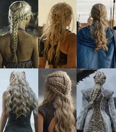 Viserys:"You dress me in rags? Whats next, you want to braid my hair?" Dany: "you've no right to a braid. You've won no victories" Khaleesi Braids, Daenerys Hair, Targaryen Hair, ليلي كولينز, Khaleesi Hair, Hair Evolution, Different Braids, Viking Hair, Fantasy Hair