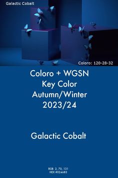 WGSN Key Color Galactic Cobalt A/W 2023/24 #trends #color #wgsn #coloro Graphic Design Trends, Pantone Color, Classic Blue, Color Trends, Mood Boards