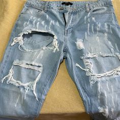 Light Blue Distressed Denim Pants, Brand New ! Tag Still Attached Trendy Distressed Light Wash Pants, Trendy Ripped Faded Bottoms, Trendy Faded Ripped Bottoms, Trendy Ripped Washed Blue Bottoms, Forever 21 Straight Leg Cotton Jeans, Trendy Distressed Blue Pants, Trendy Light Wash Forever 21 Bottoms, Trendy Light Wash Bottoms From Forever 21, Trendy Light Wash Bottoms Forever 21