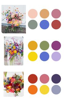 the different colors of flowers are shown on this page, and there is also an image of