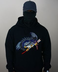 Completely embroidered design of a Japanese Falcon holding onto a demon destroying arrow, also called a Hamaya, with "PURGE" written on the arrow tag. Brushed Pure Organic Cotton 400GSM  which is a very luxurious feel - not your cheap quality hoodies! DELIVERY All items will be delivered within 5 working days. Harajuku style and Japanese art inspired design. We also have Japanese streetwear hoodies on sale! Everything we sell is from anime inspiration which enabled us to create anime shirts, ani Japanese Falcon, Blue Falcon, Oni Demon, Anime Inspiration, Anime Shirts, Quality Hoodies, Harajuku Style, Art Japonais, Japanese Streetwear