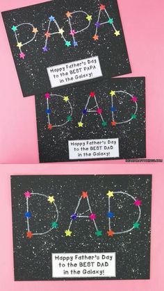 two father's day cards with the words dad written on them