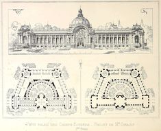 an old architectural drawing shows the plans for a palace