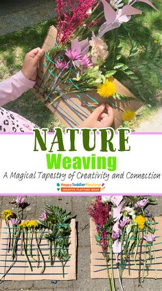 the cover of nature weaving is shown with flowers