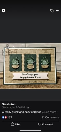 a card with two pineapples on it