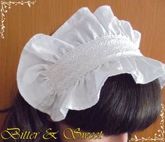 White Maid Headdress with Big | Etsy Fitted Vintage Costume Hats And Headpieces For Cosplay, Vintage Fitted Costume Hats And Headpieces For Cosplay, Vintage Fitted Costume Hats For Cosplay, Fitted Costume Bonnet, White Fitted Vintage Bonnet, Vintage Fitted Bonnet For Costume, Maid Hat, Maid Headband, Maid Halloween