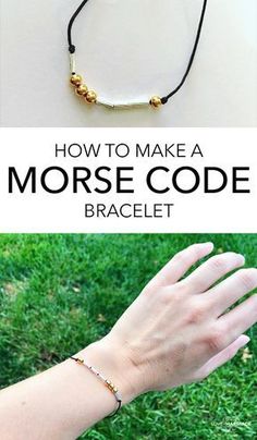 how to make a morse code bracelet with gold bead and black cord on the wrist