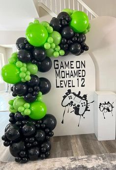 PRICES MAY VARY. WHAT'S INCLUDED: 105pcs latex balloons, and 16.3ft balloon decoration strip. MATERIAL: The balloons are made of high quality natural latex, which is very durable. SIZE AND COLOUR: all balloons are 10inch , with black green color EASY TO ASSEMBLE: Simply inflate the balloon, stuff the knot into the hole of the balloon garland chain, match colors, blow with different size as you like, you will make the garland very special and looks more gorgeous. GREAT FOR Video Game Party, Level Xbox Birthday Party, Playstation Party, Xbox Party, Video Game Party Decorations, Video Games Birthday Party, Fest Temaer, Video Game Party, Video Games Birthday, Birthday Toys