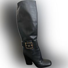 Every Fashionista Needs A Great Pair Of Tall Black Boots And These Gucci Kesha Boots Are It! Crafted From Smooth Black Leather, These Boots Feature A Rounded Toe, Logo-Engraved Buckle Detailing At The Ankle, And A Chunky Stacked Heel. These Boots Are Comfortable With A Slide-On Style And A Leather-Lined Upper. Tall Black Boots, Shoes Gucci, Black Boots Tall, Kesha, Gucci Leather, Gucci Black, Gucci Shoes, Stacked Heel, Shoes Heels Boots