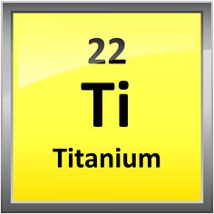 the symbol for the chemical element titanium is displayed on a yellow square button with silver frame