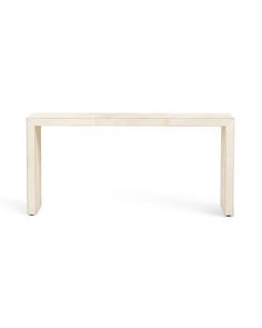 a white table with two drawers on it