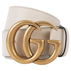 100% authentic Gucci GG Marmont belt in ivory smooth calfskin featuring iconic antique gold-tone metal buckle. Brand new. Comes with box and dust bag. Measurements Tag Size 85 Size 85cm (33.2in) Width 4cm (1.6in) Fits 80cm (31.2in) to 90cm (35.1in) Length 106cm (41.3in) Buckle Size Height 6cm (2.3in) Buckle Size Width 7.5cm (2.9in) Hardware Antique Gold-Tone All our listings include only the listed item unless otherwise specified in the description above. Designer Formal Belt Buckles With Gold-tone Hardware, Designer Belt Buckles With Gold-tone Hardware For Formal Wear, Designer Gold-tone Belt Buckles For Formal Wear, Gold Leather Belts With Gold-tone Logo Plaque, Gold Leather Belt Buckle With Logo Plaque, Luxury Gold Belt Buckles With Metal Logo, Designer Formal Belt With Gold-tone Logo Plaque, Luxury Gold Belt Buckles, Luxury Gold-tone Belt Buckle For Formal Wear