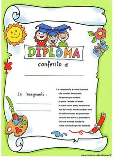 a diploma certificate with children's drawings on it