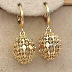 Hollow Out Ball Shape Drop Earrings Elegant Copper Drop Earrings Sweet Ear Jewelry Decoration Ear 14k Gold Plated Jewelry, Punk Earrings, Punk Jewelry, Gold Filled Earrings, Styl Retro, Trendy Earrings, Retro Stil, Trendy Jewelry, Gold Fashion