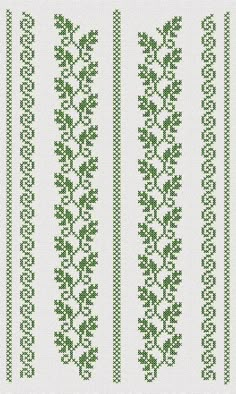 a cross stitch pattern in green and white