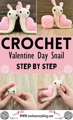 crochet valentine day snail step by step instructions to make it easy and fun