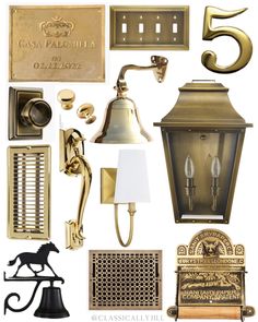 a bunch of different types of lighting fixtures and accessories for the home, including a wall light