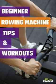 a person on a stationary exercise bike with the words beginner rowing machine tips and workouts