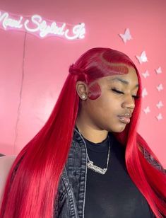 Red Wig Side Part With Curls, Red Frontal Wig Hairstyles, Red Side Part Wig, Red Wig Styles, Red Side Part, Red Wig For Black Women, Red Lace Front Wigs, Hair Thread, Red Weave Hairstyles