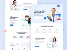 the medical website is displayed on two different screens, one with an image of a doctor and