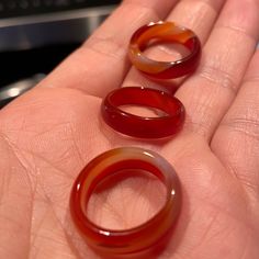 Agate Gemstone Ring Set Size 6 Red Round Agate Jewelry, Agate Rings With Natural Stones, Agate Crystal Ring As Gift, Red Chalcedony Round Jewelry, Boho Rings Gold, Dolphin Ring, Heirloom Rings, Dainty Wedding Ring, Orange Agate