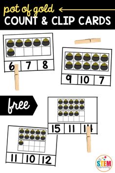 the printable counting and clip cards for numbers