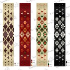 the cross stitch bookmarks are designed to look like different colors and patterns on fabric