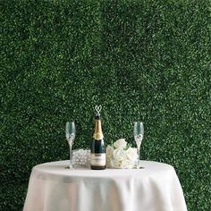 a table topped with two bottles of champagne