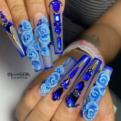 Dodger Nails, Bright Summer Nails Designs, Wave Nails, 3d Flower Nails, Manicure Nail Designs, Fantasy Nails, Nail Design Inspiration, Dope Nail Designs, Wedding Nails Design