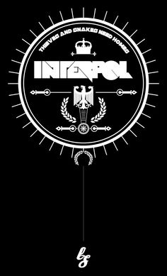 an image of the logo for interpol, which is on display in front of a black background