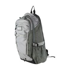 a backpack that is sitting on top of a white surface and has two zippers at the bottom