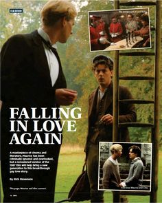 an advertisement for the movie falling in love again with two men standing next to each other