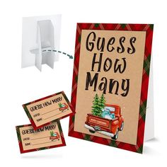 a christmas card with the words guess how many on it