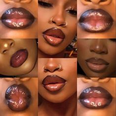 Cute NYX butter lip Gloss black girl dark lip combo Glossy Lips Makeup, Lip Makeup Tutorial, Ombre Lips, Makeup Help, Lip Combo, Smink Inspiration, Dope Makeup