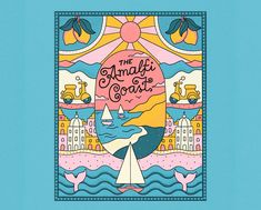 Amalfi Coast Symmetrical Design by Lisa McCormick on Dribbble Event Poster Inspiration, Vintage Shirt Design, Retro Graphic Design, Symmetrical Design, Wood Card, Postage Stamp Art, Portfolio Web Design, Still Photography, The Amalfi Coast