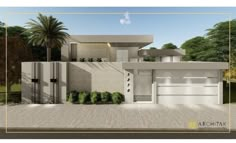 an architectural rendering of a modern house