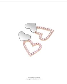 Double Heart Earrings Gift Double Heart Detail Earrings, Cute Pink Double Heart Earrings, Double Heart Earrings With Heart Print, Valentine's Day Double Heart Diamond Earrings, Pink Heart-shaped Adjustable Earrings, Blue Valentine, Crown Earrings, Double Heart, Copper Plated