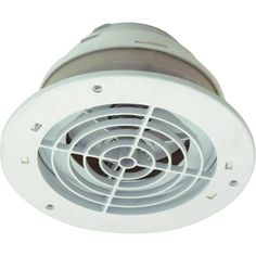 a white exhaust fan on a white background with the light turned off and it is not in use