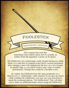 an old fashioned poster with the words fiddlestickk on it's back side