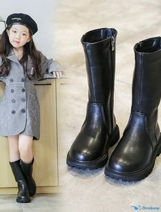 OrcaJump - Girls Knee High PU Riding Boots for Big Kids (7yrs+) and Little Kids (4-7yrs) - Daily Wear - Fall High-top Boots For School, School Boots For Fall With Round Toe, Casual Winter Boots For School, Casual Winter School Boots, Style Riding Boots, Color Season, Boots Style, Big Kids